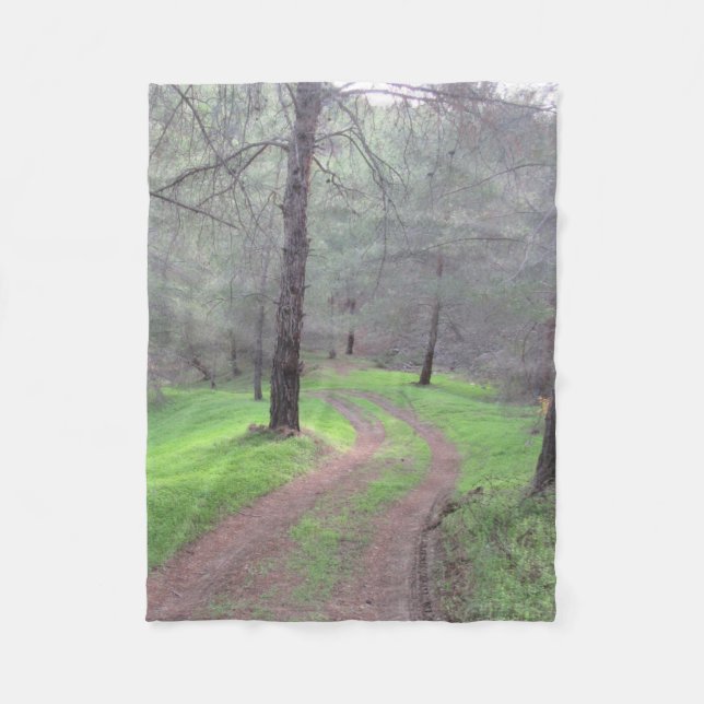 Pine Forest Road Fleece Blanket (Front)