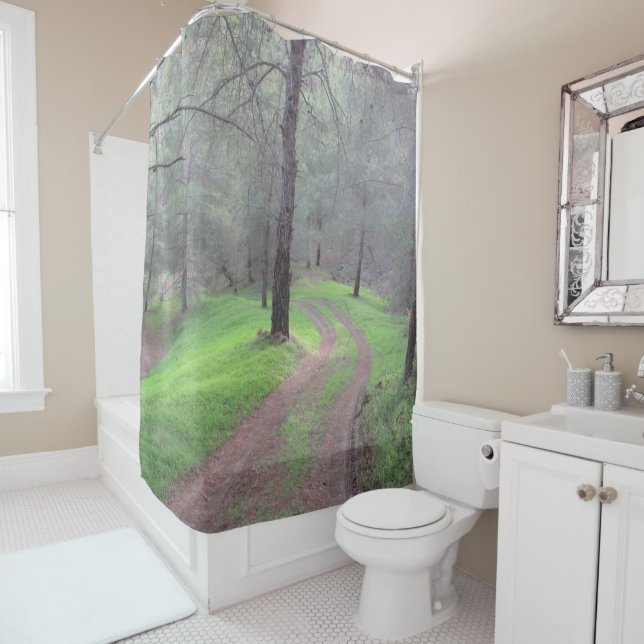 Pine Forest Road Shower Curtain (In Situ)