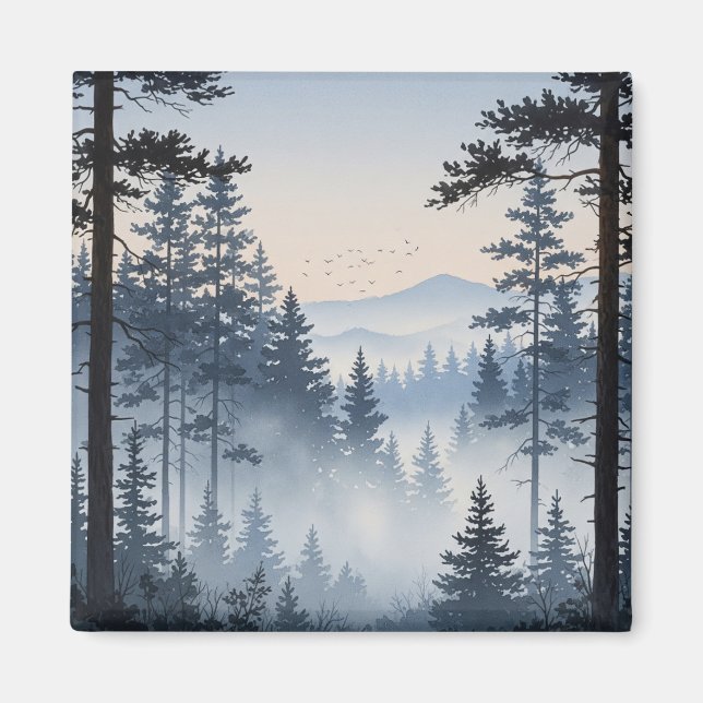 Pine Forest watercolor Magnet (Front)