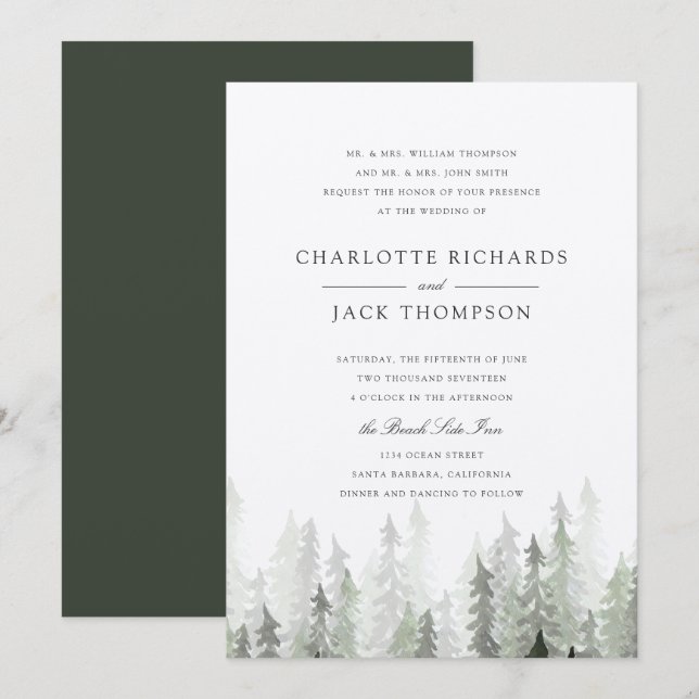 Pine Forest Wedding Invitation (Front/Back)