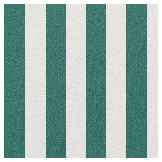 Pine Green and White Vertical Stripes Fabric (Close Up)