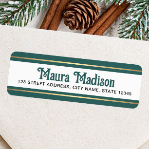 Pine green Christmas holiday return address Label
