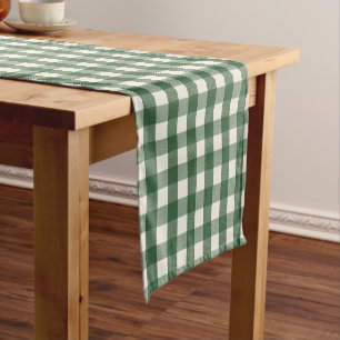 Pine Green Gingham Christmas Short Table Runner