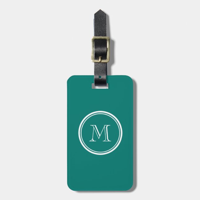 Pine Green High End Coloured Monogrammed Luggage Tag (Front Vertical)