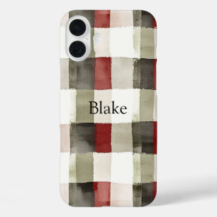 Pine Green Ivory Red Stripes   iPhone 16 Plus Case