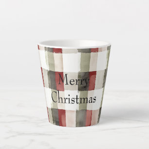 Pine Green Ivory Red Stripes Latte Mug