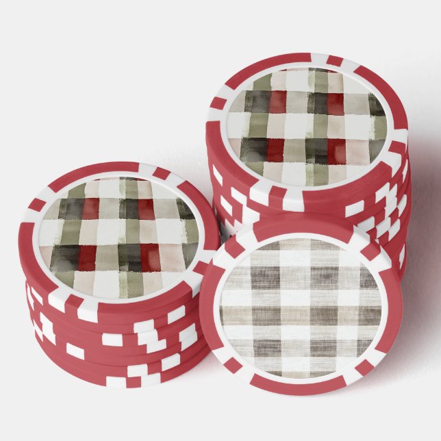 Pine Green Ivory Red Stripes  Poker Chips (Stack)