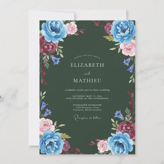 Pine Green Sumptuous Winter Wedding Invitation (Front)
