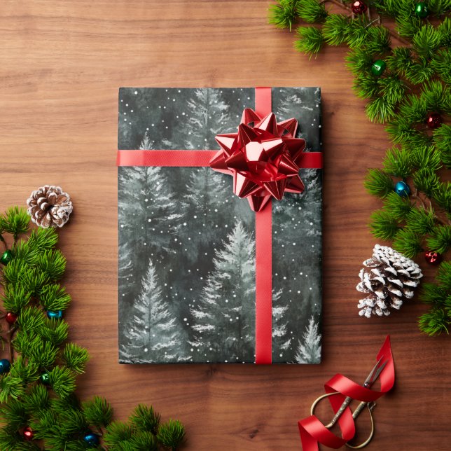 Pine Green Trees Christmas Wrapping Paper (Holiday Gift)