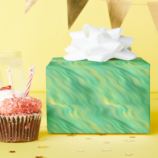 Pine Green Wavy Texture Wrapping Paper (Birthday Party)