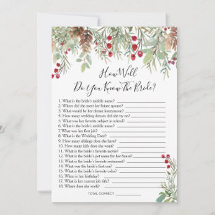 Pine Greenery How Well Do You Know the Bride Game Invitation