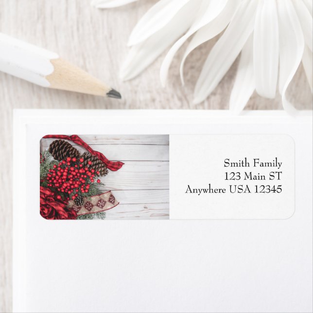 Pine & Holly Collection Return Address Label (Insitu)