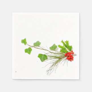 Pine, holly, ivy, berry paper napkin