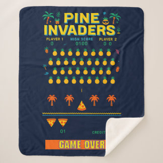 Pine Invaders-Pineapple Empire Retro Games Series Sherpa Blanket
