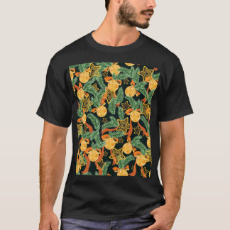 Pine leaves, stars: festive pattern T-Shirt