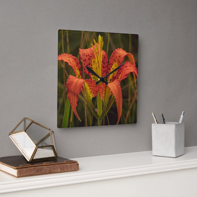 "Pine Lily" Premium Key chain Square Wall Clock (Office)