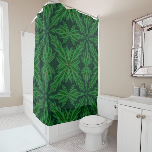 Pine Mandala Forest Shower Curtain (In Situ)
