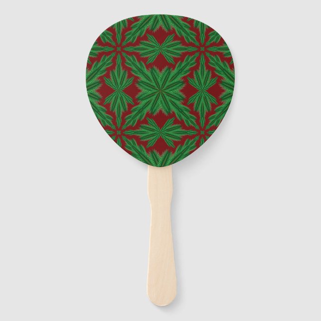 Pine Mandala Garnet Hand Fan (Front)