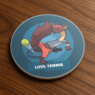 Pine Marten Add Your Text Tennis Trick Shot Design Coaster