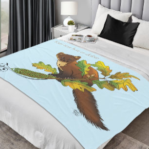 Pine Marten Autumn Leaves Fleece Blanket