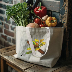 Pine Marten Autumn Leaves Large Tote Bag