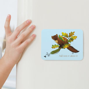 Pine Marten Autumn Leaves Magnet