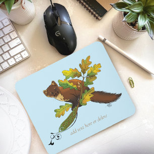 Pine Marten Autumn Leaves Mouse Pad
