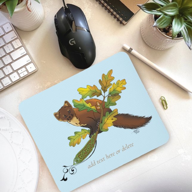 Pine Marten Autumn Leaves Mouse Pad (Creator Uploaded)
