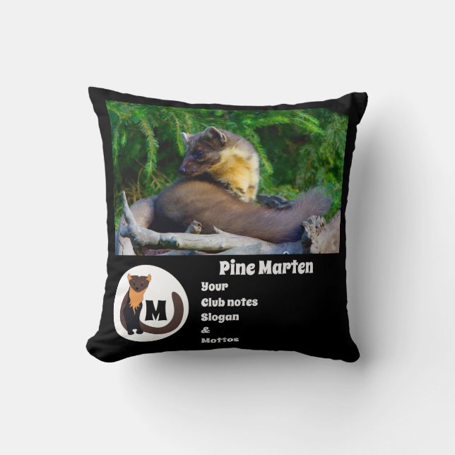 Pine Marten Photo Monogram Name Cushion (Front)