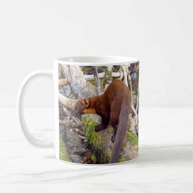 Pine Marten Rustic Forest Mammal Illustration  Coffee Mug (Left)