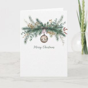 Pine Needle Foliage Watercolour Merry Christmas Card