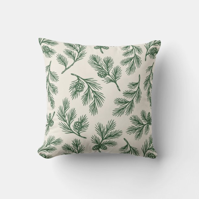 Pine Needle Lane - Botanical Pinecone Pattern Cushion (Front)