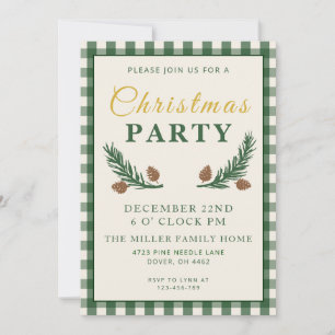 Pine Needle Lane Christmas Party - Deep Pine Green Invitation