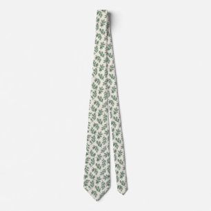 Pine Needle Lane - Green Botanical Branch Pattern Tie