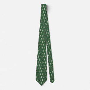 Pine needle Lane - Green White Pine Tree Pattern Tie