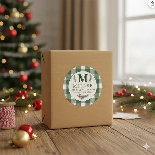 Pine Needle Lane Monogram - Deep Pine Green Classic Round Sticker