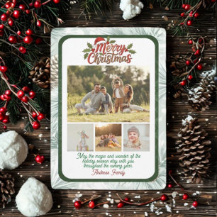 Pine Needle Merry Christmas Collage Holiday Card