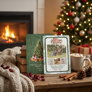 Pine Needle Merry Christmas Collage Holiday Card