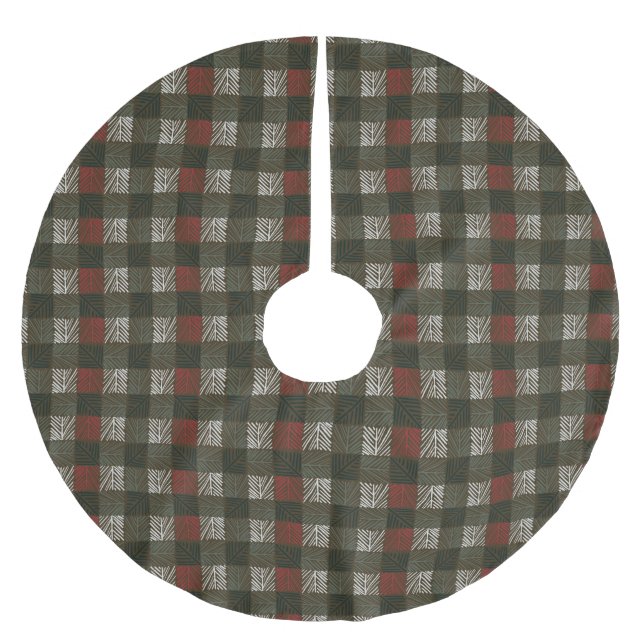 Pine Needle Plaid Brushed Polyester Tree Skirt (Front)