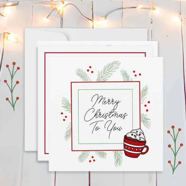 Pine Needles and Hot Cocoa Merry Christmas  Card (Creator Uploaded)