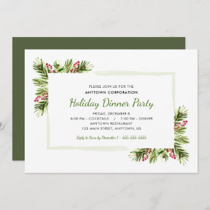 Pine Needles Business Holiday Dinner Party Invitation