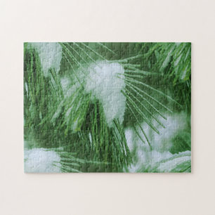 Pine Needles In Snow And Ice Winter  Jigsaw Puzzle