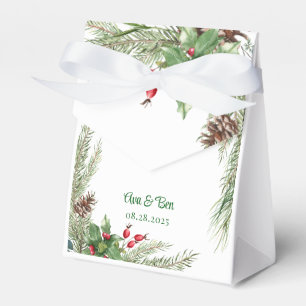 Pine Needles Red Berry Wedding Favour Box