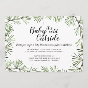 Pine Needles Winter Baby Shower Invitation