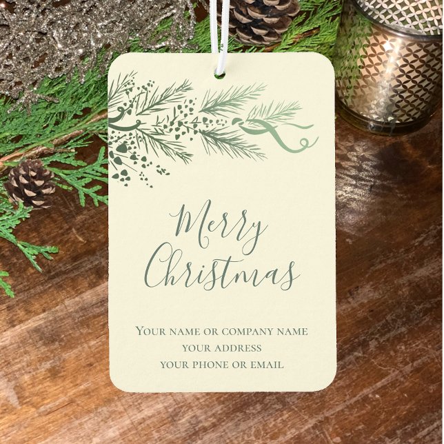 Pine Religious Christmas Business Promotional Gift Car Air Freshener (Unique Pine Custom Text Merry Christmas business holiday promotional gift. Bible Verse Isaiah 9:6)