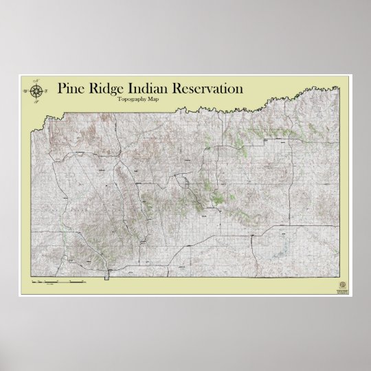 Pine Ridge Reservation Topography Map Poster