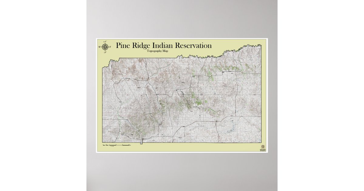 Pine Ridge Reservation Topography Map Poster Zazzle