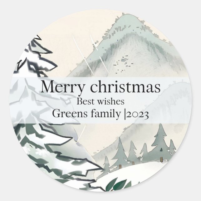 Pine Rustic winter forest elegant chic Christmas Classic Round Sticker (Front)