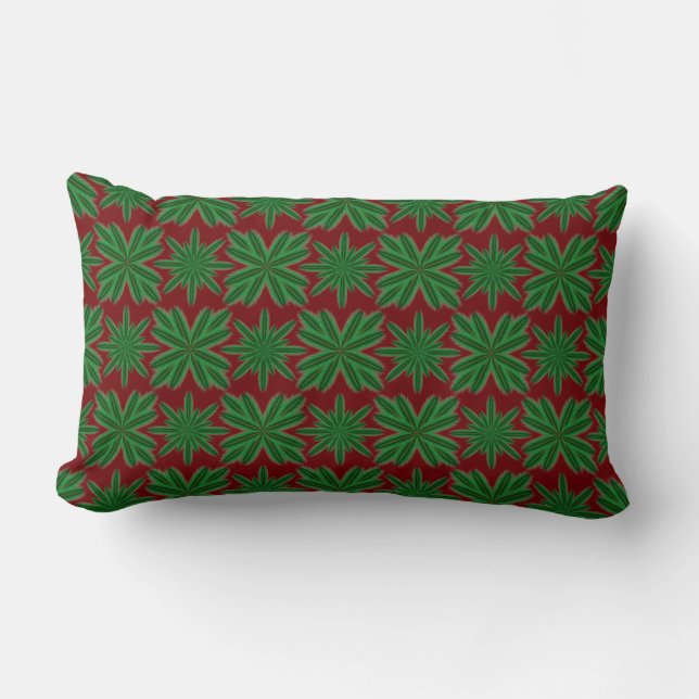 Pine Snowflakes Garnet Lumbar Pillow (Front)