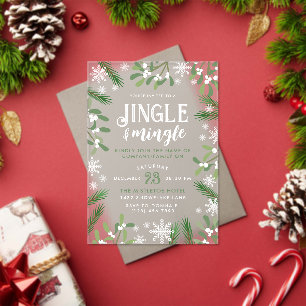 Pine Snowflakes Jingle & Mingle Christmas Party Acrylic Invitations